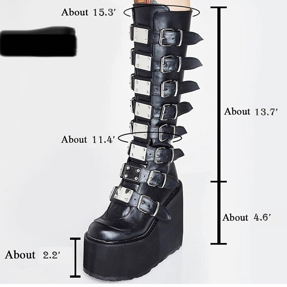 Knee High buckle platform boots